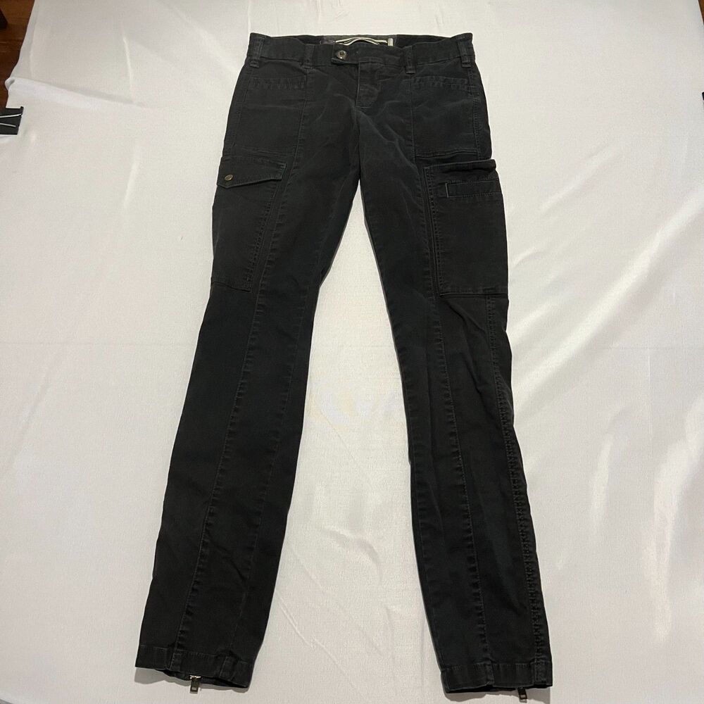 Anthropologie Daughters of the Liberation Black Cargo Pants Skinny Zip Size 25